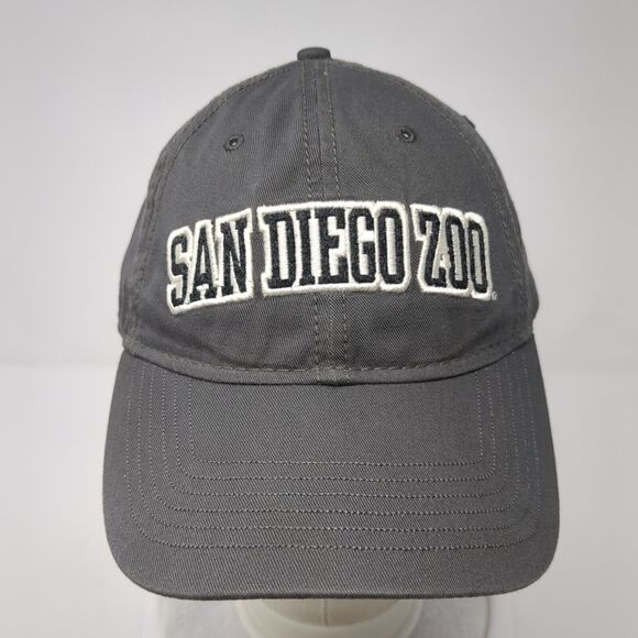 San Diego Zoo Strapback Hat Gray One Size Solid Adjustable Embroidered - Picture 2 of 8